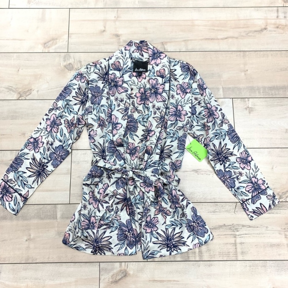Sam Edelman Antique White Floral Smoking Robe